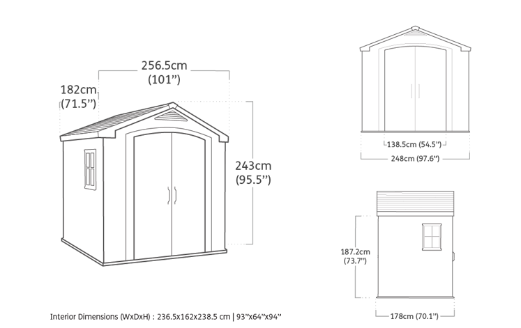 Caseta de exterior Factor 8x6 - 256,5x182x243 cm y 4,4m2 - Marrón